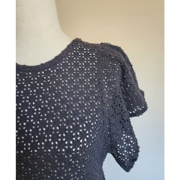 Texture & Thread Madewell Women's Top Texture Eyelet Flutter Sleeve SZ Small - Picture 5 of 9